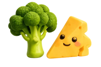 Broccoli and cheese characters