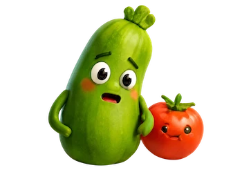 Zucchini and tomato characters